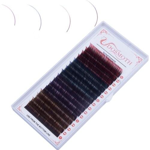 Color lashs mix in one tray, Gradually change color Red brown purple blue individual lash eyelash extension