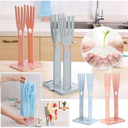 Pink & Blue Gloves Dry Drain Gloves Stands Cutlery Kitchen Tools Household Gloves Drying Accessories Rack Storage Plastic
