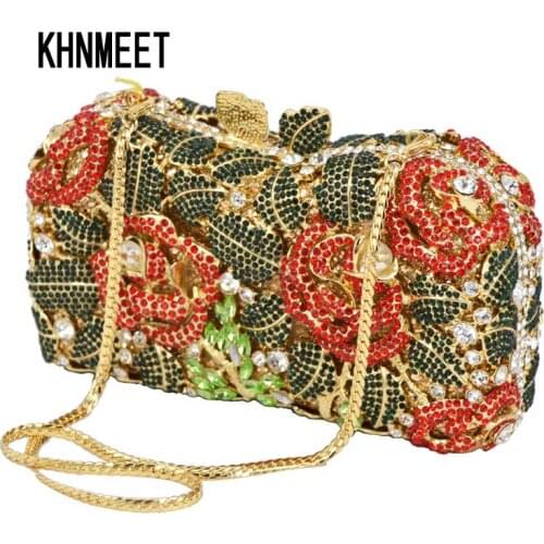 Flower crystal rhinestone evening bag Luxury women clutch bag studded diamond evening clutches purse party pochette SC124
