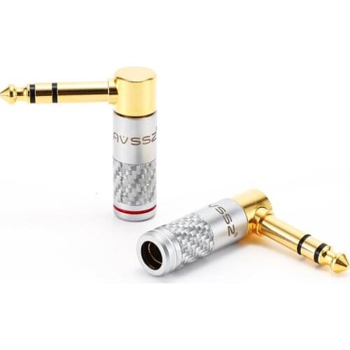 1Pcs AVSSZ Stereo 6.35mm Microphone Plug Carbon Fiber TRS Curved Straight plug 6.5 Electronic Organ Amplifier Audio Cable