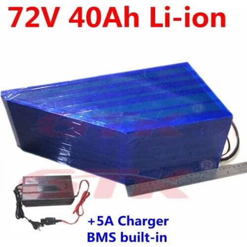 GTK customized triangle 72V 40Ah Li ion battery pack bms 20s for 3000W 4000W ebike scooter bicycle +5A Charger
