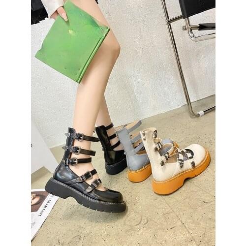 2021 Mary Jane shoes for women summer thin thick-soled 2021 Waterproof platform Pumps vintage black leather Designer shoes women