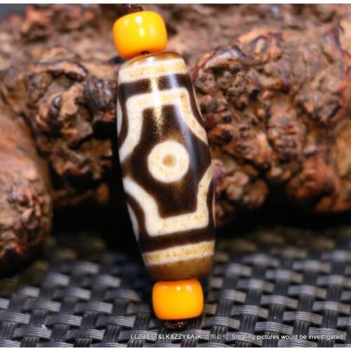 Magic Power Tibetan Old Agate 9 eye dZi Bead Amulet Pendant 36mm