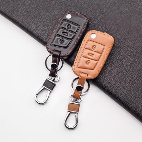 High quality Genuine Leather key cover for VW golf 7 Mk7 GTI for Skoda Octavia A7 2015-2019 Superb 2016 Protect Shell