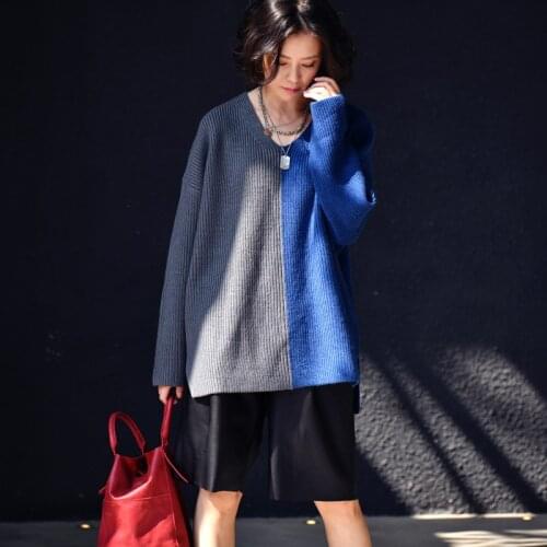 MICOCO M8320C Commuting simple fashion matching color temperament V neck pullover sweater women autumn and winter