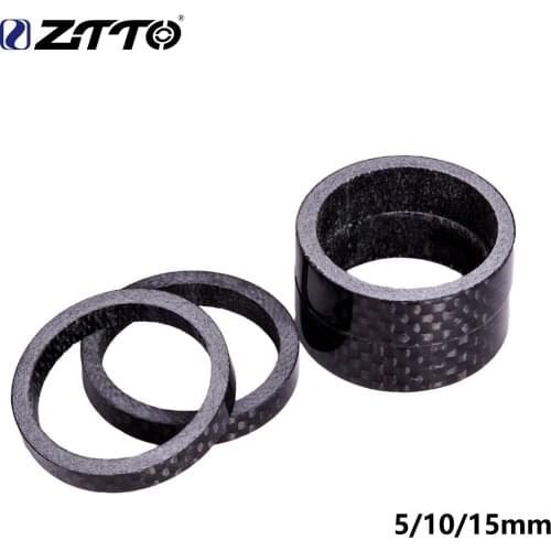 ZTTO 5pcs Ultra-Light Carbon fiber Bicycle Washer Mountain Road Bike Washers Spacer Gasket Fork Headset Parts 5mm 10mm 15mm