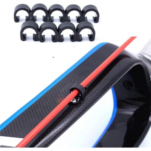 10Pcs MTB Bike Road Guide Disc Brake Cable Snap Clips Sets C-Buckle Pipe Line Deduction Transmission Pipe C type Plastic Clasps