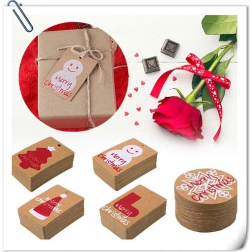 100pcs Creative Cute Christmas Small Tag Gift Box Accessories Rectangle Brown Small Tag Wendding Party Supplies