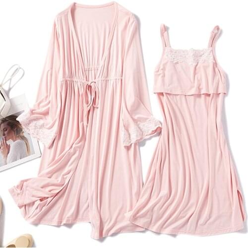 2pcs/set Pregnancy Pajamas Sleepwear Nursing Pregnant Woman Sling Breastfeeding Nightgown Maternity Labor Dress+Robe Childbirth