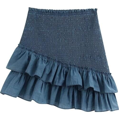 2020 Women Sweet Fashion Asymmetrical Casacding Mini Skirt Vintage Elastic Waist Skirts Girls Casual Faldas Mujer