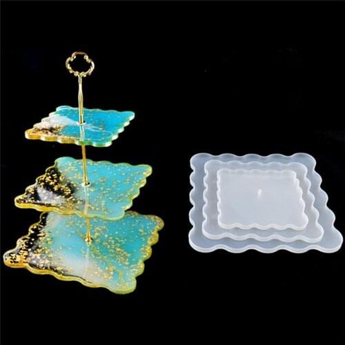 3 Layer Irregular Plate Resin Mold Fruit Disc Tea Tray Resin Coaster Silicone Mould DIY Resin Craft Making Casting Molds Tool