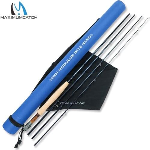 Maximumcatch Nano 8.4ft/9ft 3/4/5/6/7/8wt 4pcs Fly rod Fast Action IM12 Carbon Fiber Fly fishing rod with Cordura tube