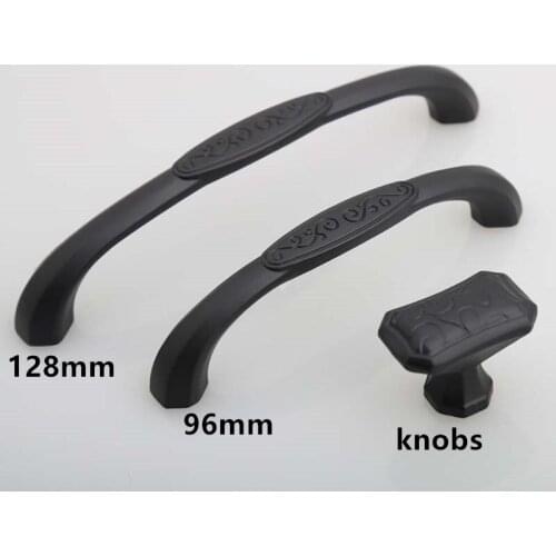 5" Black dresser kitchen cabinet door handles antique black drawer knobs 96mm modern simple black furniture handles pulls 128mm