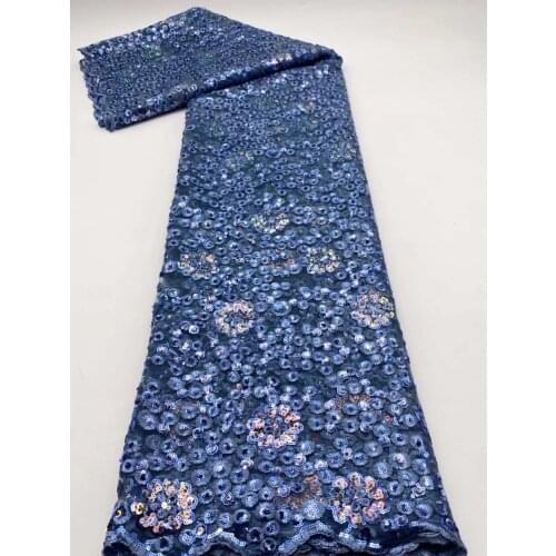 African Mesh Lace Fabric Swiss Tulle Sequins Embroidery Sewing DIY Evening Party Wedding Dress Skirt 5 Yards Trimming Wholesale