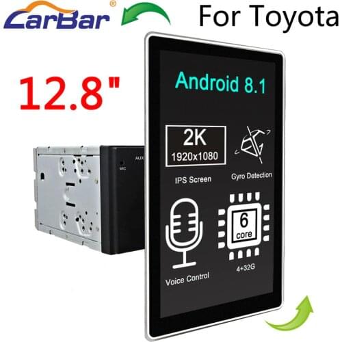 Carbar 12.8" Tesla Style Rotation IPS Screen Android 8.1 Car DVD GPS Radio Player for Old Toyota Camry Corolla RAV4 Prado Vios