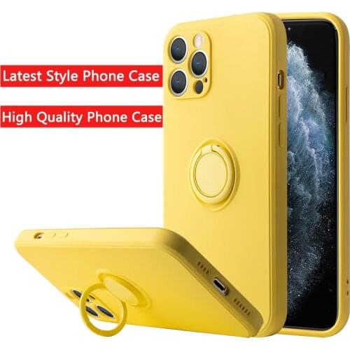 Magnetic Holder Phone Case For iPhone 12 11 Pro Max XR X XS Max 8 7 Plus SE 2020 Finger Ring Stand Bracket Liquid Silicone Cover
