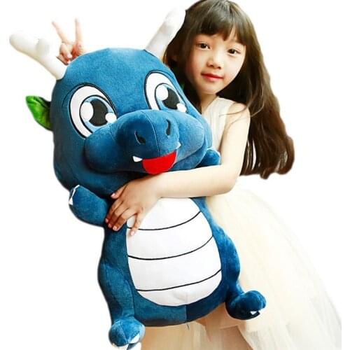 Dorimytrader New Lovely Anime Horn Dragon Plush Doll Big Stuffed Cartoon Dinosaur Toy Animal Pillow for Children Gift 65cm