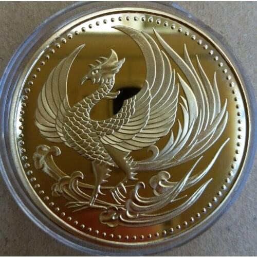 40mm Golden Phoenix Imperial chrysanthemum emblem Japan Medal Souvenir coin