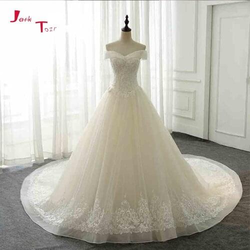 Jark Tozr New Arrive Bridal Gowns Full Beading Crystal Sequins Bodice Lace Skirt A-line Wedding Dresses Robe De Mariage