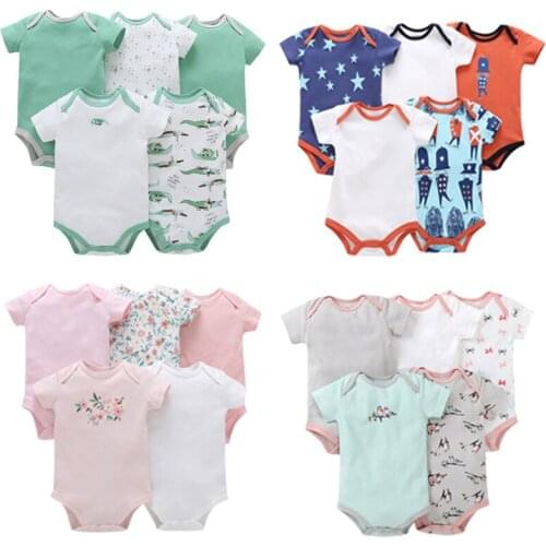 5PCS/Set Cotton Baby Short Sleeve Romper Baby Clothing Summer Unisex Newborn Clothes Infant Baby Boy Jumpsuits Baby Girl Romper