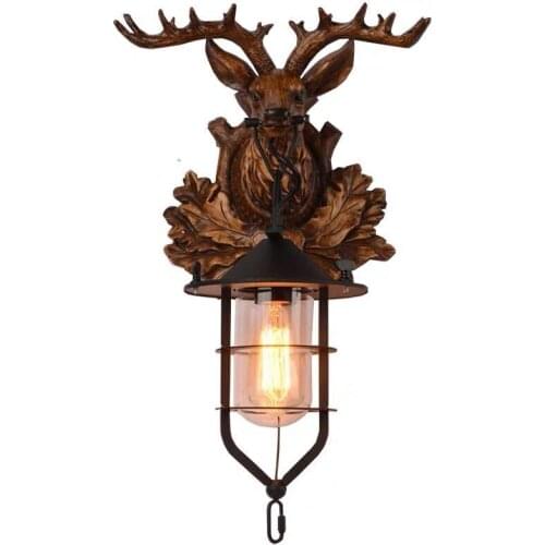 Creative Retro Industrial Style Deer Head Living Room Bedroom Bar Coffee Shop Staircase Corridor Antler Wall Lamps