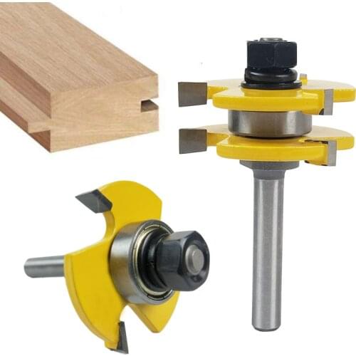 High quality 8mm Shank Tongue & Groove Joint Assembly Router Bit Set 3/4" Stock Wood Cutter Woodworking Milling Tool