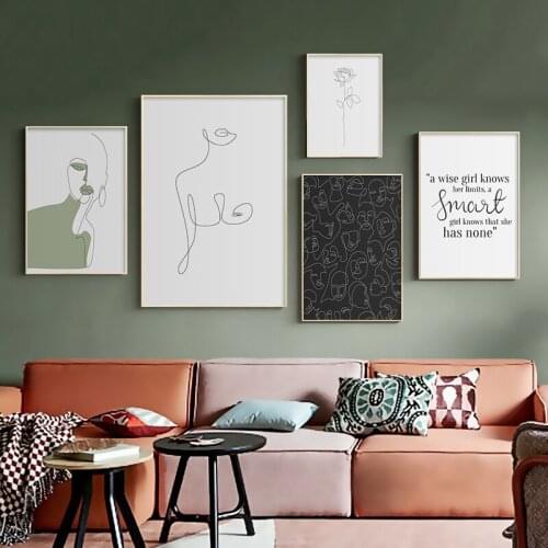 Wall Art Canvas Painting Nordic Abstract Face Lace Line Fragile Rose Classic Prints Posters Picture Interior Living Room Decor