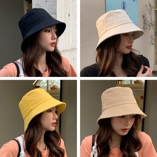 2021 New Solid Color Bucket Hat Panama Fishing Cap Cute Black Hat Homme Femme Bob Chapeau Outdoor Sun Fisherman Hat