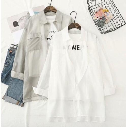 Spring new style pure cotton white shirt womens long-sleeved Korean style small fresh and versatile student square collar botto