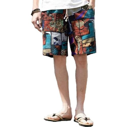 Beach Shorts Men Summer Hawaii Men Linen Shorts Loose Straight Comfortable Drawstring Casual Hip Hop Homme Mens Shorts 5XL