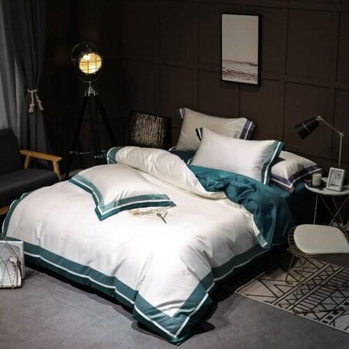 Simple Bedding Set Color Matching Household Duvet Cover Four-piece Set Of 100 Pure Cotton Solid Color Double Bed Supplies Set