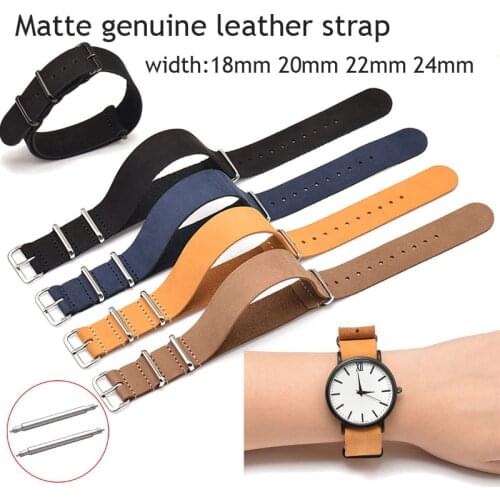 18mm 20mm 22mm 24mm Nato Watchband Matte Cowhide Watch Strap Premium Retro Genuine Leather Band Bracelet Accessories