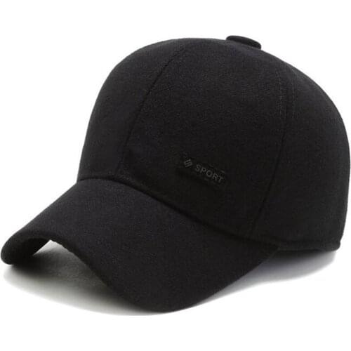 Winter Earmuff Hats Middle-aged Elderly Men Warm Baseball Caps Snapback Cap Adjustable Size Simple Casual Sports Cap Dads Hat