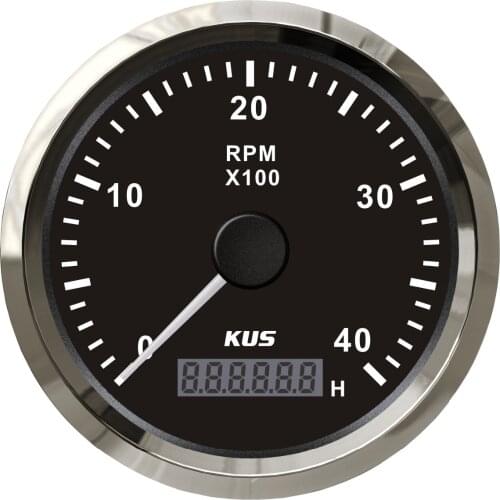 85mm Tachometer gauge tacho black faceplate stainless steel bezel boat car tachometer 0-4000rpm for diesel engine