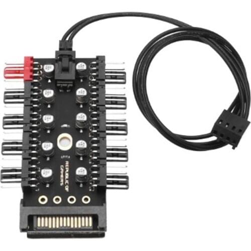 PC 1 to 10 4Pin Cooling Fans Hub Splitter Cable 12V PWM LED Sata Power Suppply Adapter Speed Controller For Computer