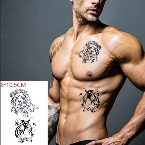 Waterproof Temporary Tattoo Sticker Ins Lion Tiger Animal Body Art Flash Tattoo Fake Tattoo for Women Men