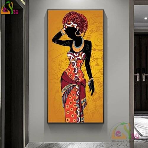 Needlework Diamond Painting African Woman Diamond Embroidery full square Round Drill Rhinestone Mosaic Picture Home Decoration