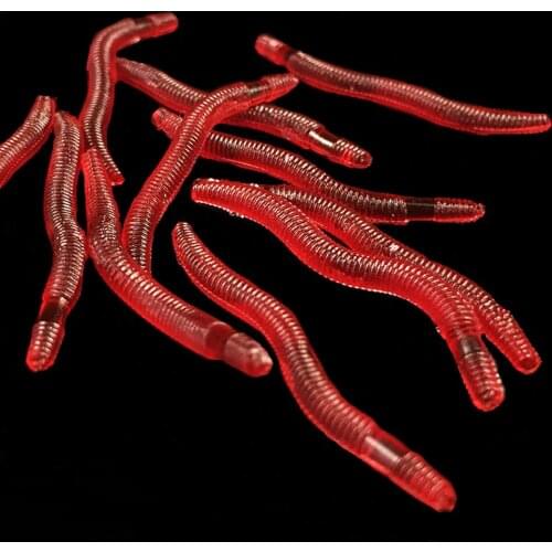 WALK FISH 50PCS/Lot Soft Lure Fishing Simulation Earthworm red Worms Artificial Fishing Lure Tackle Lifelike Fishy Smell Lures