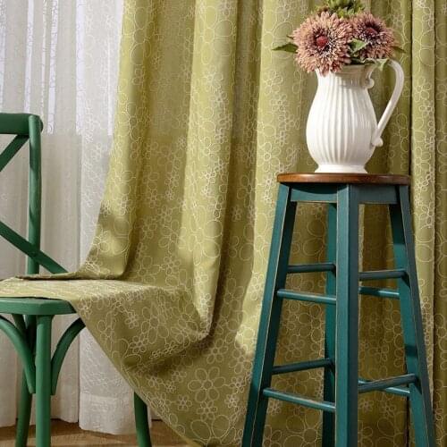Hemp/cotton Thread Embroidered Curtain and Window Tulle American Pastoral Style Fabric Curtains for Living Dining Room Bedroom