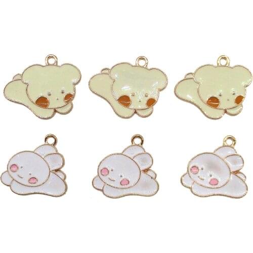 10pcs/lot Enamel 20*21mm Rabbit Charm 20*26mm Dog For DIY Earring Pendant Bracelet Animal Necklace Jewelry Making XL594