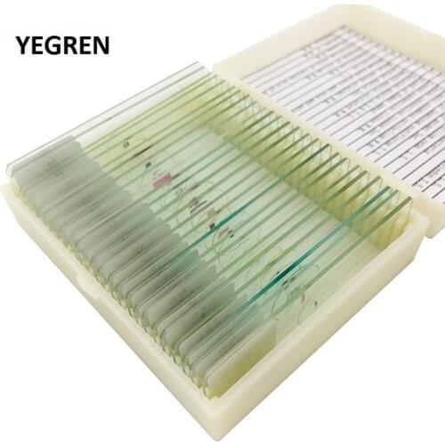 25 pieces Prepared Microscope Glass Slides Animal Plant Biological Specimen for Student Biological Science Education Studying