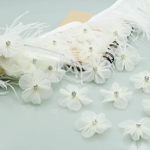 4Pcs/Lot Lace Trim Patch Applique Lace Fabric Wedding Dress DIY Flowers Bride Hair Veil Clothes Headwear Decoration