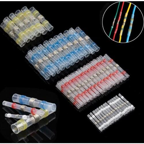 50/100/200Pcs Insulated Solder Seal Wire Connectors Heat Shrink Solder Butt Connectors Splice Terminals For Automotive Marine