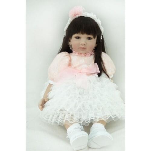 55cm 22inch Princess Doll Venyl Reborn Baby Girl Doll Gift Toys Reborn Bebe In Beauty Lace Dress New Year Birthday Gifts