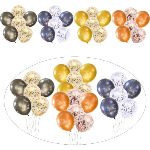 6 Pcs 12 inch Metallic Latex Balloons Sequins Balloons Christmas Party Decor Golden
