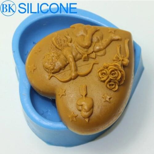 AB025 Cupid archery heart shape silicone mold Handmade Soap Clay craft mold DIY decoration tools