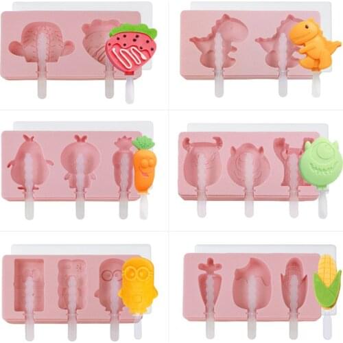 Cartoon Strawberry Shaped Silicone Popsicle Mold Ice Cream Molds Kitchen Tools Accessories