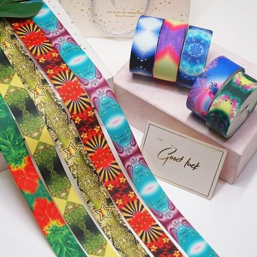 DIY Cartoon Flower Printed Grosgrain Ribbon For Craft Supplies Sewing Accessories 5 Yards. 55248