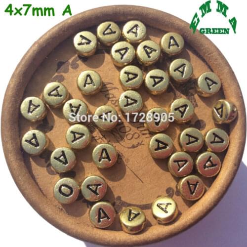 Gold Beads Letter Bead for Jewelry making 4*7mm 50pcs Separate Alphabet Bead A-Z Acrylic Beads with Letters Initial Round Beads