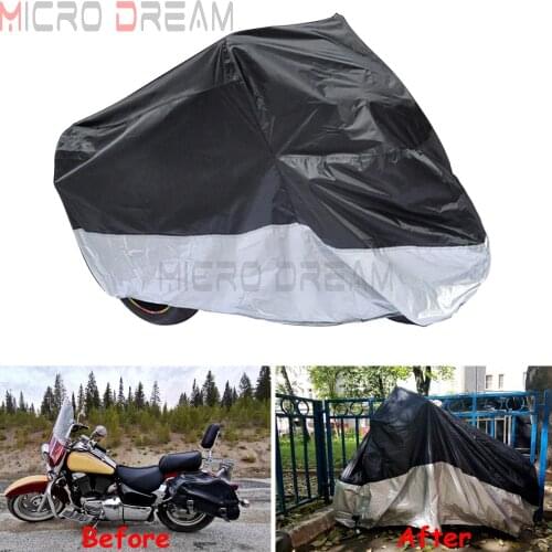 Motorcycle Cover All Season Waterproof Dustproof Anti-UV Protective Outdoor Indoor Motorbike Rain Covers Coat Black+Silver XXXXL